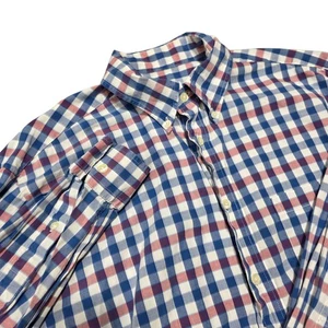 Brooks Brothers Madison Herren Kariertes Button Down Hemd Größe M Rot Weiß Blau - Bild 1 von 8