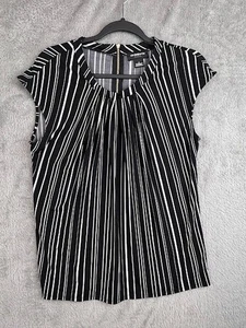 Liz Claiborne Black White Striped Blouse Top Women’s Small Sleeveless Career - Picture 1 of 6