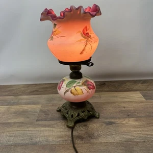 Fenton for L G Wright Moss Rose Peach Blow Lamp Working 14" H Rare - Picture 1 of 19