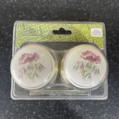 Vintage Door Mortice Porcelain Door Knobs 60mm Handles Floral White - Image 1 of 4