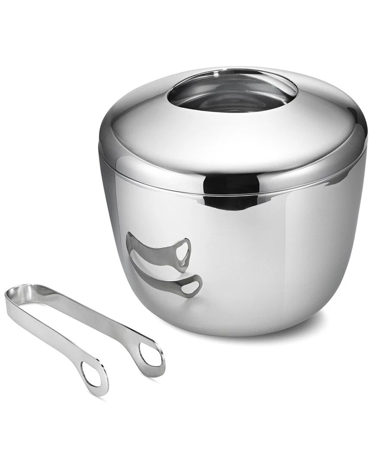 Cubo de hielo y pinzas plateadas Georg Jensen pulidas a mano Sky Foto 1 de 1