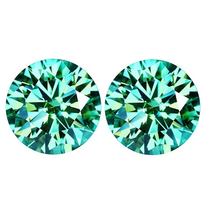 14.62 Ct IF [2Pcs Pair] Brilliant Round (Diamond Cut) 12.9 MM Blue Moissanite - Image 1 of 4
