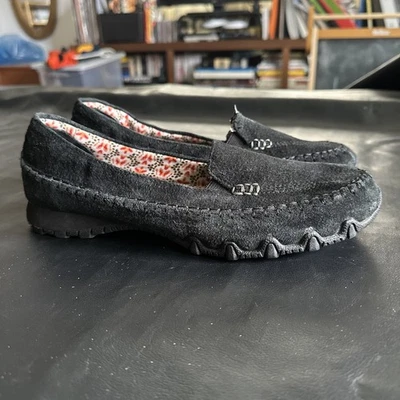 Zapatos Skechers Bikers para mujer 8,5 negros mocasín gamuza cuero sin cordones confort 225 Foto 1 de 4
