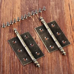 Antique Bronze Zinc Alloy Crown Head Jewelry Box Hinges Cabinet Decorative 2Pcs - Picture 1 of 12