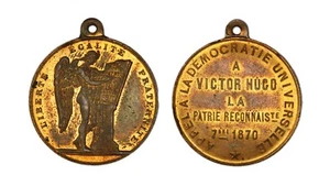 FRANCIA Médaille d’appel à la démocratie universelle à Victor Hugo 1870 - Picture 1 of 1