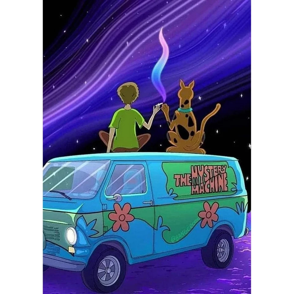 Kit de pintura de diamantes 5D Scooby Doo peludo furgoneta misteriosa hierba fumar 12x16 nuevo Foto 1 de 1