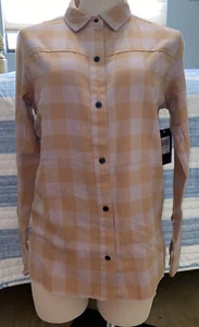 Hurley Wilson Women’s Flannel Size Small Pink/Orange Block Plaid Print  NWT - Picture 1 of 2