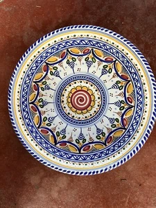 Ceramical Puente Spain Art Pottery Ceramic  Signed 11 In Footed Plate Bowl Wall - Picture 1 of 13