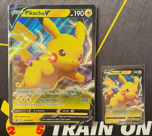 Pikachu V SWSH061 COMBO = Standard + JUMBO Set of 2, Shining Fates TCG MINT - Picture 1 of 2