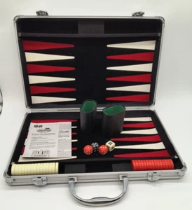 Pavilion Toys 'R Us Backgammon In Silver Case Black White Red - Picture 1 of 9