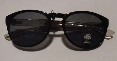 PUGS Sunglasses Shiny Black Frame Crystal Gray Bows UV400 - NWT style 701 - Image 1 of 4