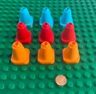 Lego Duplo - Lot Of (9) Traffic Cone Red Blue & Orange Construction Pieces S1
