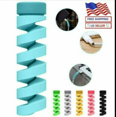 8pc Universal Twist Spiral Cable Protector Saver Cover For all Mobile Cell Phone - Image 1 of 4