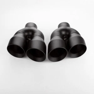 Stainless Steel Black 3" In Exhaust Tips Quad 4" Out Angle Cut Staggered Weld On - Picture 1 of 6