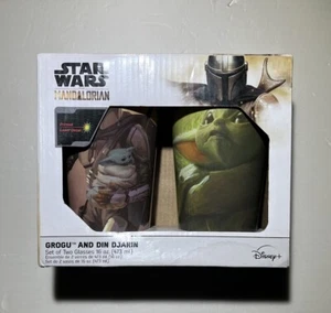 Neu im Karton Star Wars The Mandalorian Grogu und Din Djarin 16 Unzen Glas 2er-Pack LESEN - Bild 1 von 4