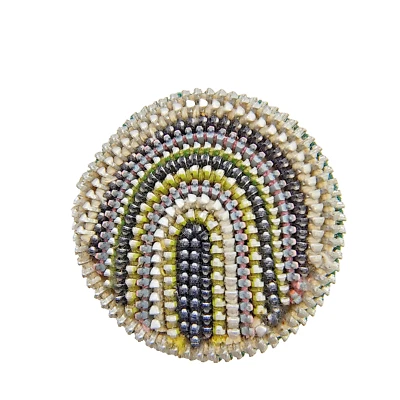 Broche Pin Funky Cremallera Arte Redondo Negro Blanco Amarillo Arcos Estilo Alternativo Foto 1 de 4