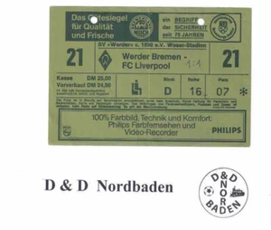 Ticket / Eintrittskarte    78/79   Freundschaft   Werder Bremen - FC Liverppol - Bild 1 von 1