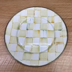 MacKenzie Childs Parchment Check Enamel Salad Dessert Plate 8" Retired - Picture 1 of 7