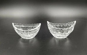 2 MATCHING BRILLIANT CUT CRYSTAL GLASS MASTER OPEN SALT CELLARS CANOE SHAPE 20 - Picture 1 of 11