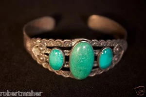 Antikes Navajo Türkis und Silber Armband MACHEN SIE MIR EIN ANGEBOT!!! - Bild 1 von 11