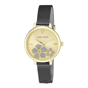 Laura Ashley Women's Sunray Floral Stone Dial 34mm Mesh Bracelet Watch - Picture 1 of 8