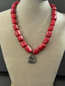 Beautiful Love Heals Natural Red Sea Bamboo Chunky Coral Beads Necklace Pedant - Picture 1 of 15