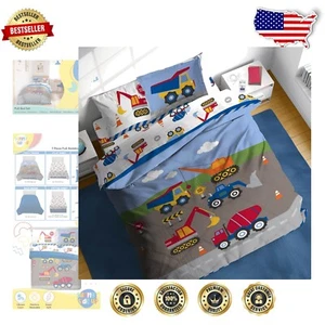 Lebendige Bauzone Bettdecken-Set - 7-teiliges Kinderbettwäsche für freudige Träume - Bild 1 von 9