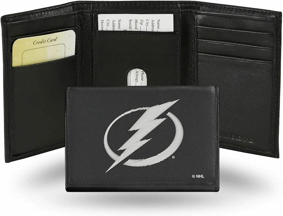 TAMPA BAY LIGHTNING MEN'S PREMIUM TRIFOLD WALLET EMBROIDERED - Image 1 of 1