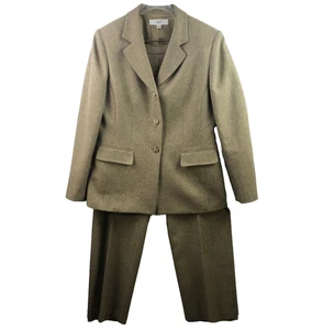 LeSuit Essentials Hosenanzug Damen 12 beige Tweed gefüttert Karriere Business Y2K Retr0 - Bild 1 von 10