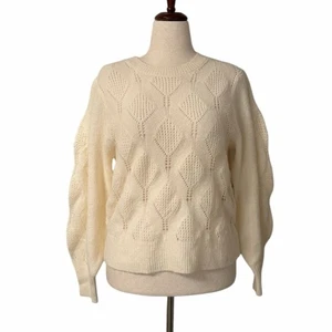 Neu mit Etikett Old Navy Pointelle leichter Strickpullover Wollmischung elfenbeinfarben Größe L - Bild 1 von 10