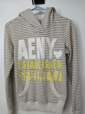 Sudadera Pullover American Eagle Polar Rayas Talla XS Bolsillo Frontal Sudadera con Capucha Foto 1 de 4