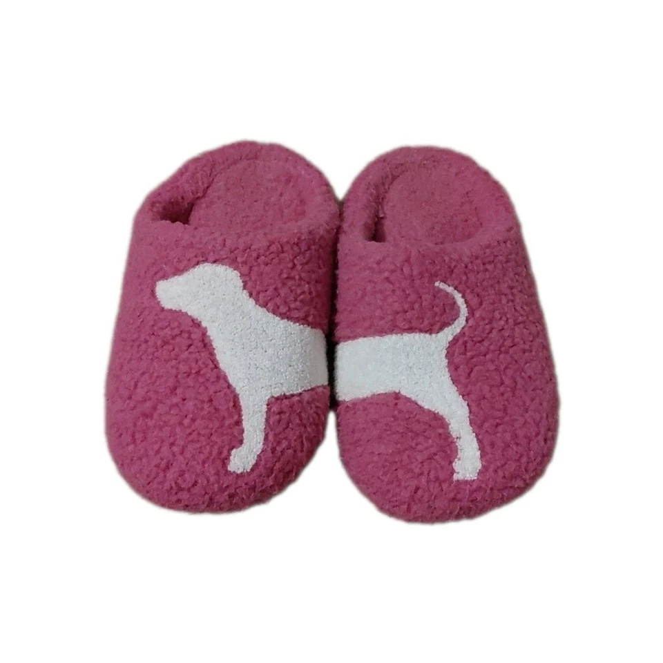 Zapatillas Sherpa ROSA Victoria's Secret M Punta Cerrada Rosa Perro Toboganes Difusas Sin Cordones Foto 1 de 4