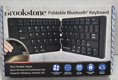 Brookstone Folding Bluetooth Keyboard, Black, IOS, ANDROID & WINDOWS - Sealed  - Image 1 of 3