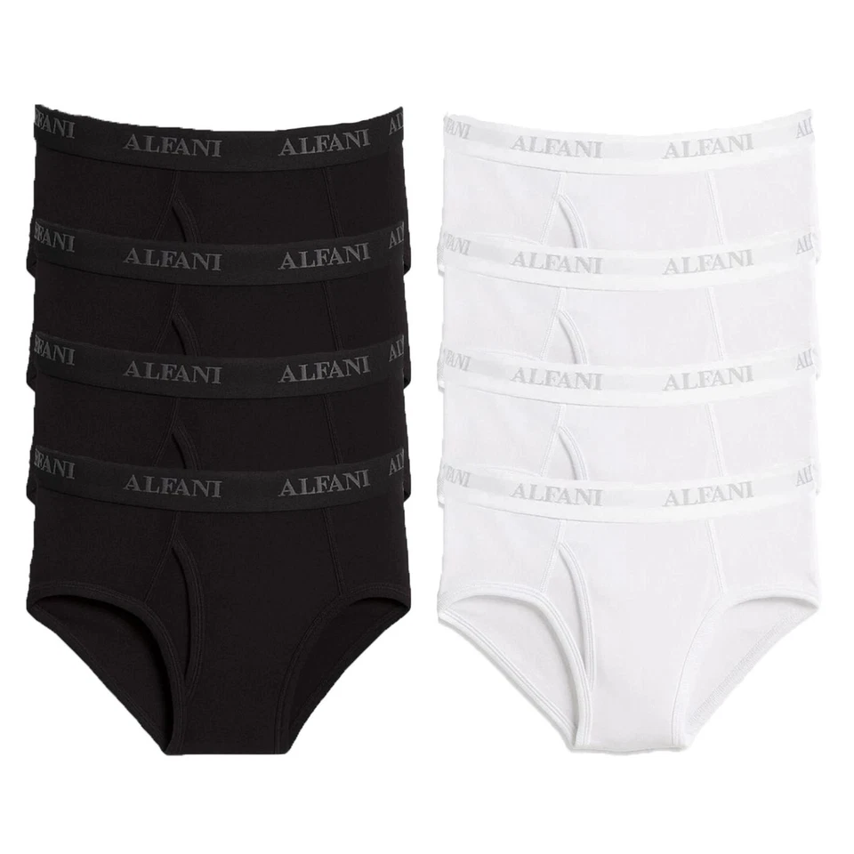 Трусы мужские Alfani упаковка 4 шт. без бирок обычный хлопок нижнее белье черно-белые S-2XL - Изображение 1 из 4