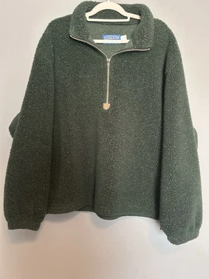 Pulôver Pendleton Vintage Lã Grande 1/4 Zíper Bolsos Verdes Tamanho Grande - Imagem 1 de 4