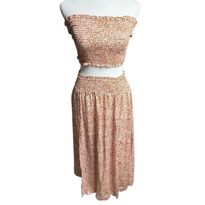 Conjunto de dos piezas de falda corta floral rubor nueva con etiquetas Cottagecore pequeña Foto 1 de 4