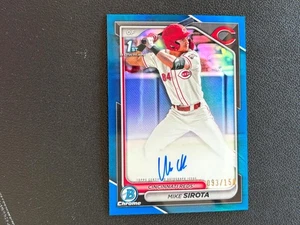 Mike Sirota 2024 Bowman Chrome 1st Blue Autograph RC Cincinnati Reds 93/150 C57 - Picture 1 of 2