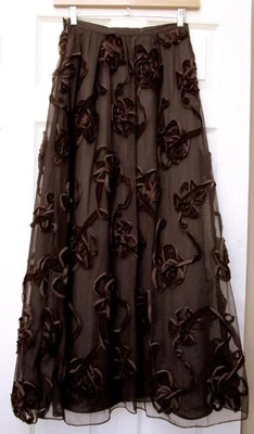 FALDA FORMAL CHETTA B LARGA ENCAJE MARRÓN Talla 6-8 Foto 1 de 4