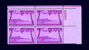 Bloque de placas lss US C46 1952 80c Hawaii MNH - Imagen 1 de 2