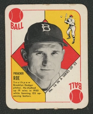 1951 Topps #16 Preacher Roe espalda roja ~ justo Foto 1 de 3