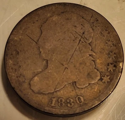 1830 Capped Bust Silver Dime 10 Cent Piece Large 10C - Image 1 of 2