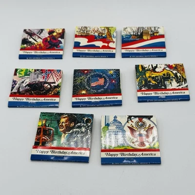 Lote (8) 1975 Feliz Cumpleaños América Universal Matchbooks Rondout National BankNY Foto 1 de 4