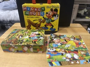Vtg DISNEY Mickey Mouse PICTURE CUBES Puzzle Blocks West Germany 1950/1960's 🔥 - Picture 1 of 12