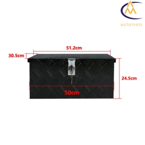 20inch Black Aluminum Pickup Truck Trunk Bed Tool Box Storage + Lock + Key - Foto 1 di 14