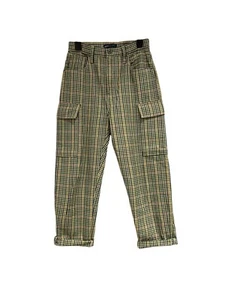 Levi's Made And Crafted Plaid Jeans Barrel Crop W25”- 28” High Rise Cargo Green - Picture 1 of 10