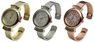 Blekon Collections Women's 30mm Case Crazy Numbers Cuff Rhinestones Bangle Watch - Picture 1 of 29