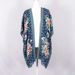 Max Studio Floral Kimono Caftan Wrap Cover Up Boho Lagenlook Women's Size SMALL - Picture 1 of 7