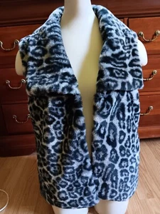 Multiples Women’s Size PL Faux Fur Animal Print Vest w/ Pockets - Picture 1 of 3