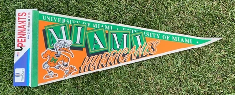 MIAMI HURRICANES CLASSIC SMOKING IBIS VINTAGE BLOCK LETTERED LICENSED PENNANT Cover