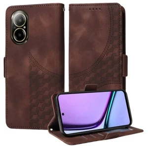 Para Realme C67 4G Global Relieve Rombo Starry Cuero Teléfono Estuche Smartphone - Imagen 1 de 1